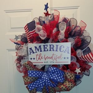 Patriotic door wreath